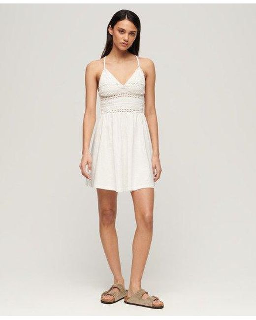 Superdry Natural Jersey Lace Mini Dress