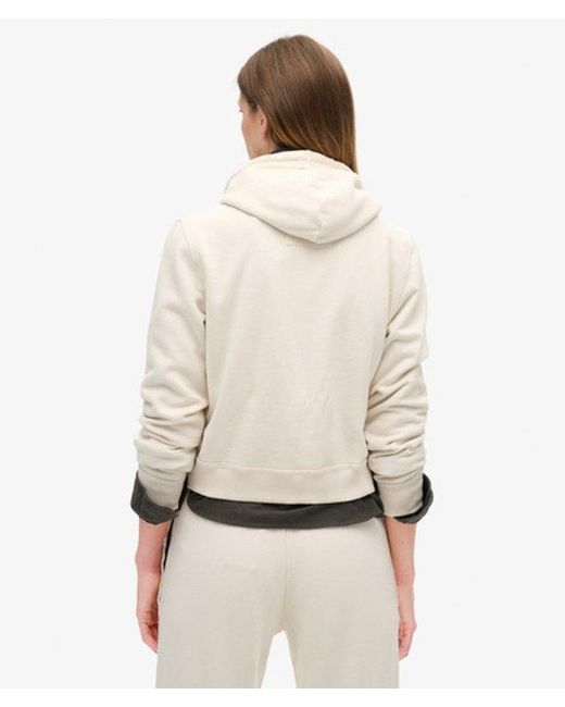 Superdry Natural & Co Embroidered Athletic Essentials Relaxed Crop Zip-hoodie