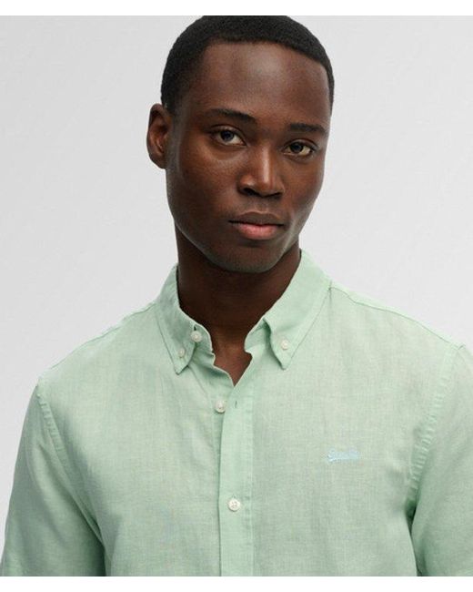Superdry Green & Co Cotton Linen Short Sleeve Shirt for men