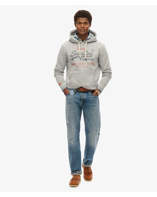 Superdry Gray Vintage Logo Heritage Relaxed Hoodie for men