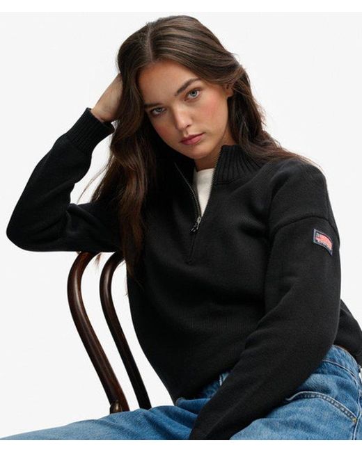 Superdry Black & Co Slouchy Knitted Half Zip
