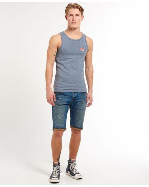Superdry Blue Vintage Embroidery Vest Top Pearl Marl/Neon/Snow for men