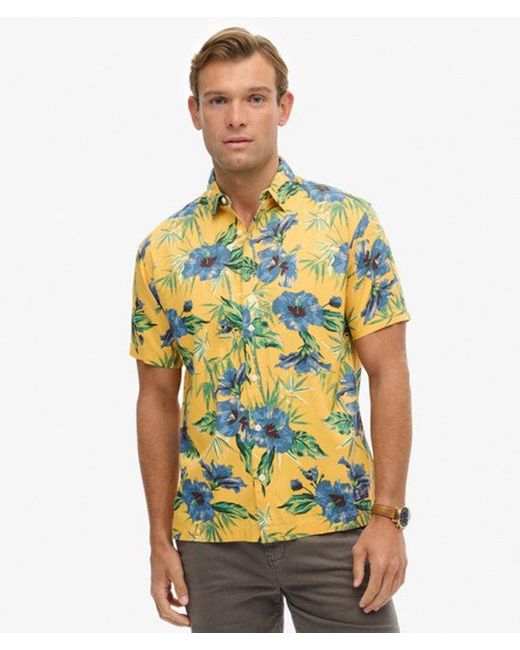 Superdry Blue & Co Hawaiian Printed Shirt for men