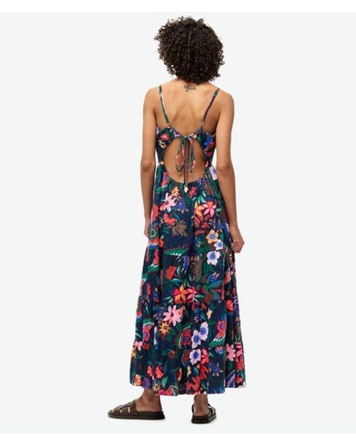 Superdry White Smocked Cami Maxi Dress