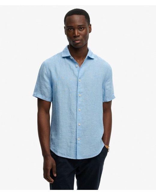 Superdry Blue & Co Riviera Short Sleeve Linen Shirt for men