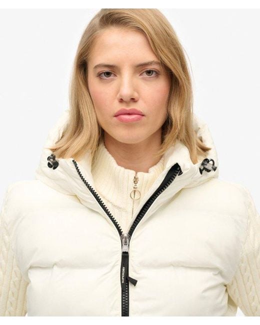 Superdry Natural Cable Knit Sleeve Hybrid Jacket
