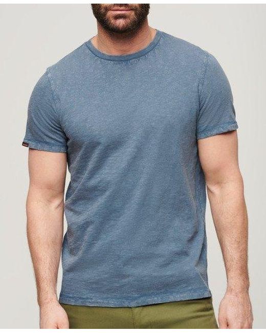 Superdry Blue Crew Neck Slub Short Sleeved T-shirt for men