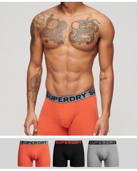 Superdry Orange Organic Cotton Boxer Triple Pack for men