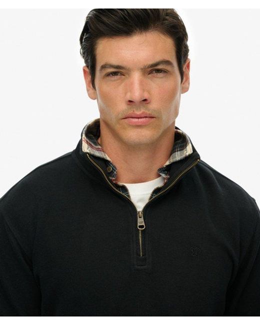 Superdry Black & Co Ribbed Half Zip Jumper for men