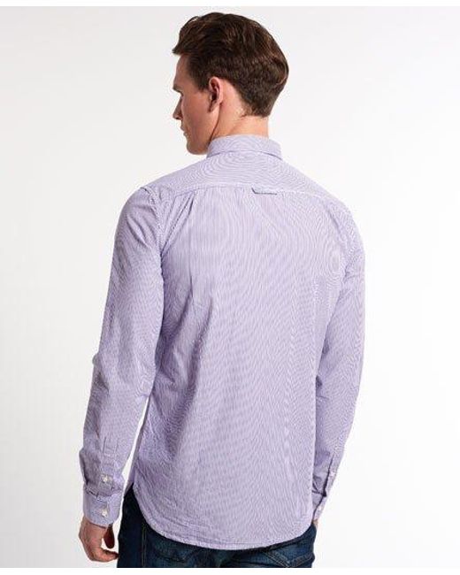 Superdry Purple London Button Down Shirt Fine Stripe for men