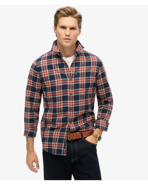 Superdry Blue & Co Classic Check Organic Cotton Vintage Shirt for men