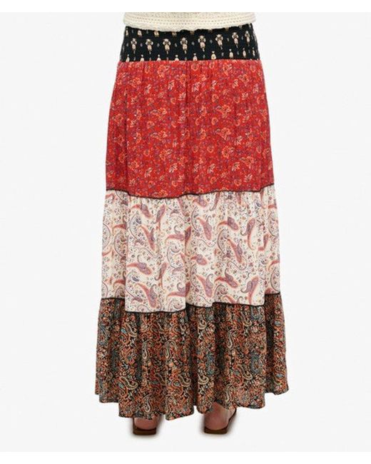 Superdry Red & Co Printed Maxi Skirt