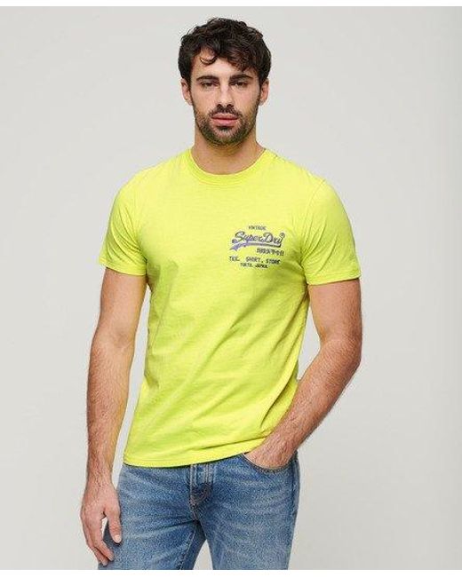 Superdry Yellow Neon Vintage Logo T-shirt for men