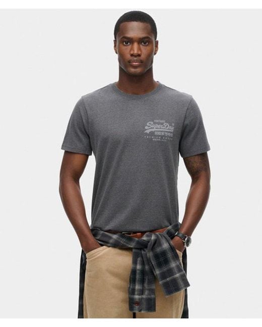 Superdry Gray & Co Vintage Logo Heritage Chest T-shirt for men