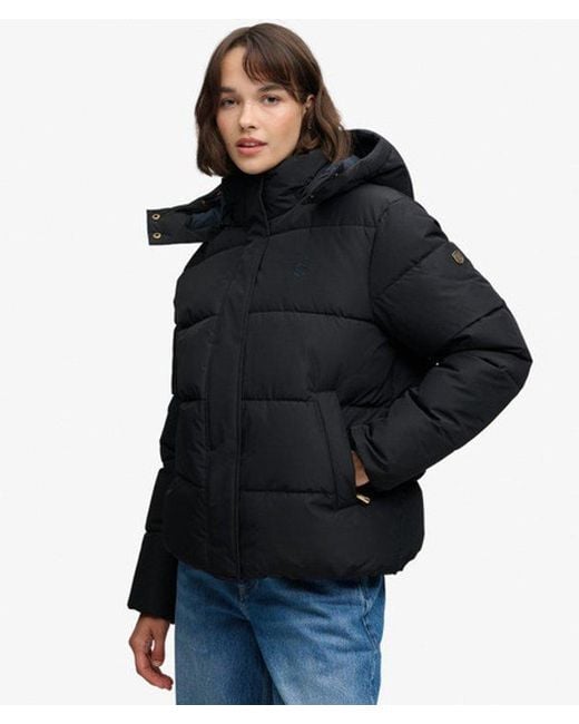 Superdry Black Premium Hooded Puffer Jacket