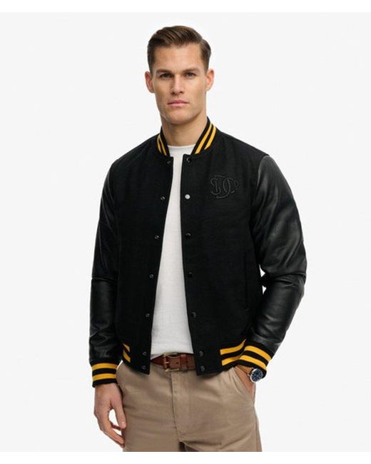 Superdry Black Classic Varsity Bomber Jacket for men