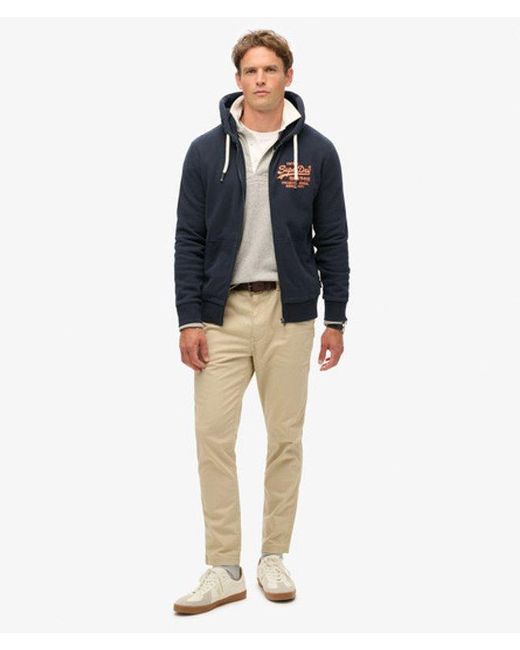 Superdry Blue & Co Neon Vintage Logo Zip Hoodie for men