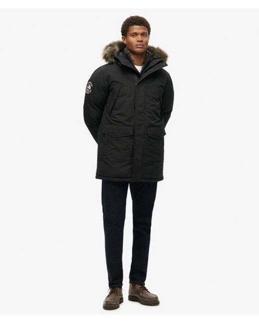 Superdry Black & Co Everest Faux Fur Parka Jacket for men