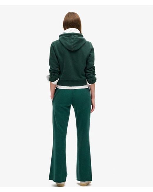 Superdry Green Embroidered Athletic Essentials Low Rise Flare joggers