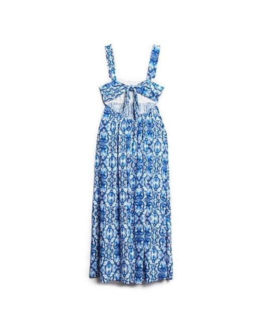 Superdry Blue & Co Tie Back Maxi Dress