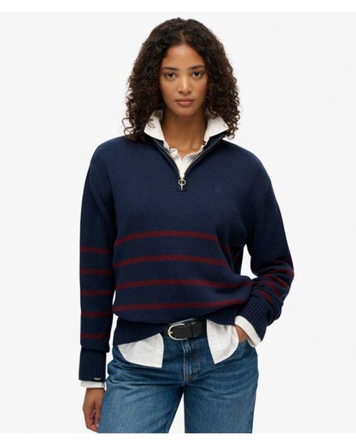 Superdry Blue & Co Knitted Half Zip Jumper