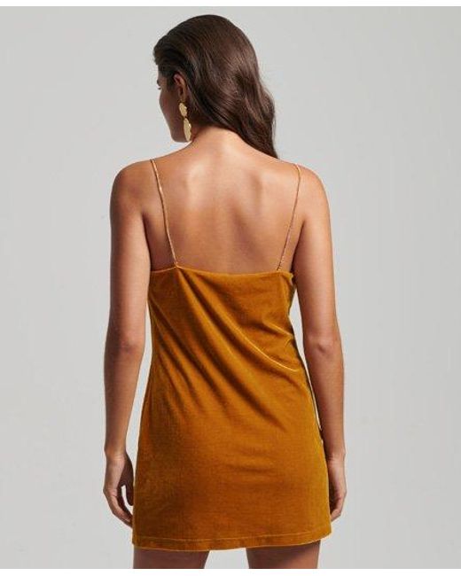 Superdry Brown Chain Velvet Mini Dress