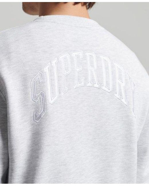 Superdry Gray Varsity Arch Crew Sweatshirt Ice Marl for men