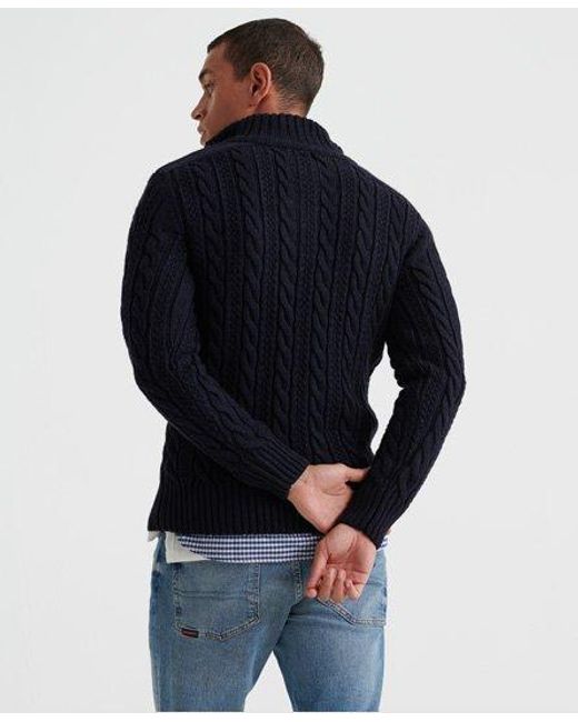 Superdry Blue Jacob Henley Jumper Downhill Twist for men