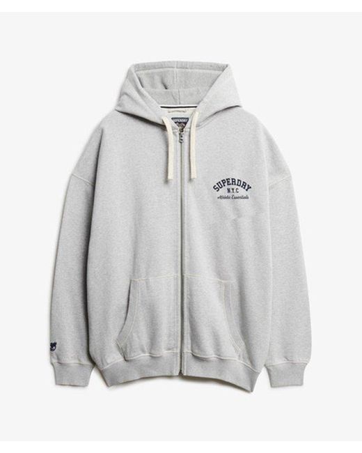 Superdry Gray & Co Athletic Essentials Oversized Zip Hoodie