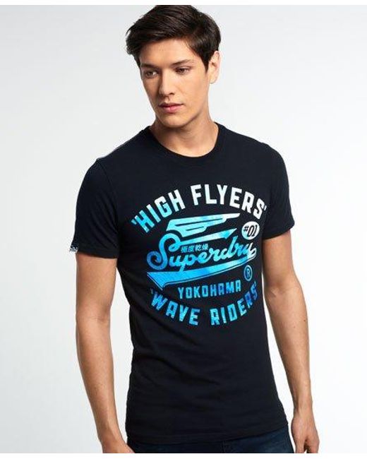 Superdry Blue High Flyers Wave T-Shirt Eclipse for men