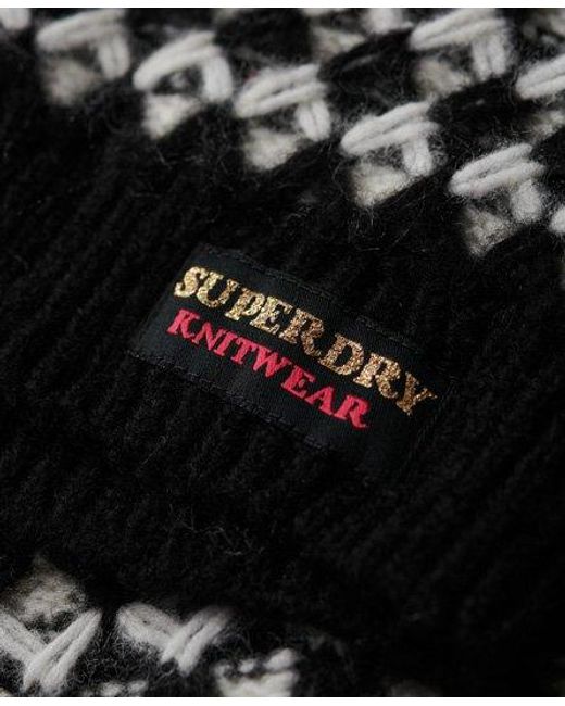 Superdry Black Roll Neck Crop Knit Jumper