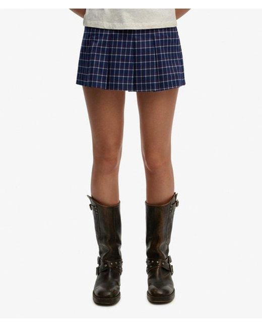 Superdry Blue Mini Pleated Skort