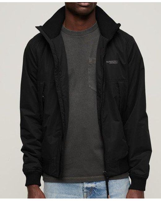 Superdry Black Classic Embroidered Sports Harrington Jacket for men