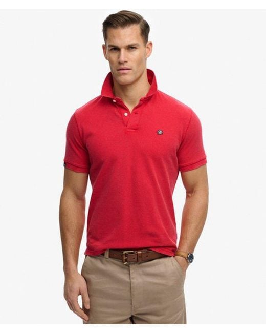 Superdry Red & Co Vintage Destroy Polo Shirt for men