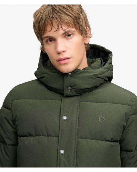 Superdry Green Premium Hooded Puffer Jacket for men