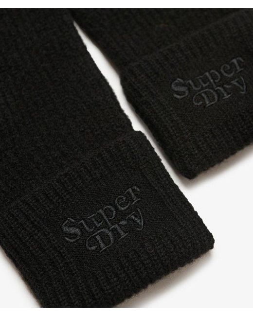 Superdry Black & Co Ribbed Soft Rib Knit Gloves
