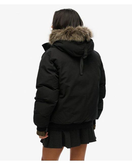 Superdry Black Classic Oversized Everest Faux Fur Bomber Jacket