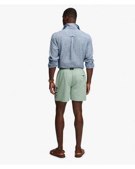 Superdry Green & Co Printed Logo 16-inch Swim Shorts for men