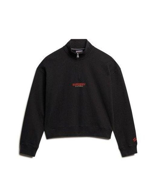 Superdry Black Sportswear Logo Boxy Half Zip Sweatshirt
