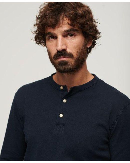 Superdry Merchant Store - Kraagloos Jersey Shirt in het Blue voor heren
