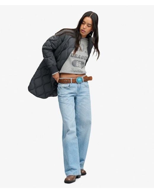 Superdry Gray Longline Onion Quilt Liner Jacket