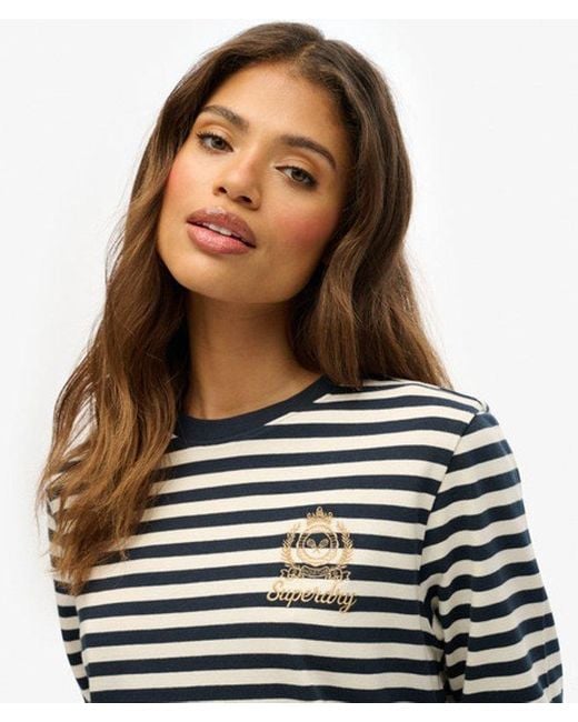 Superdry Blue & Co Country Club Long Sleeve Stripe Top