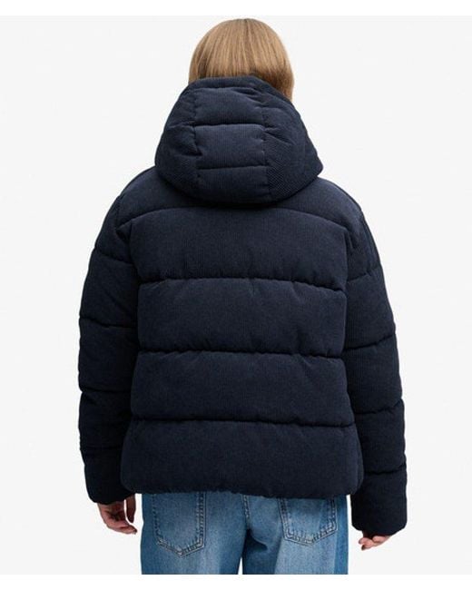 Superdry Blue & Co Premium Hooded Cord Puffer Jacket