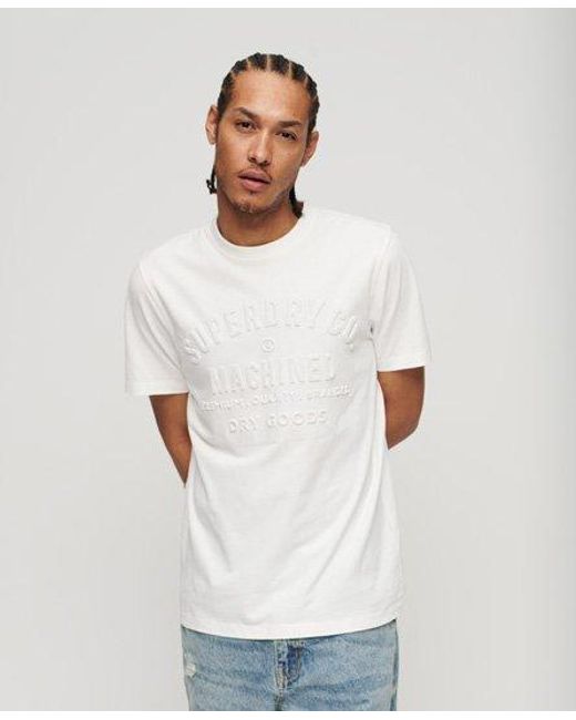 Superdry White Embossed Workwear Graphic T-shirt for men