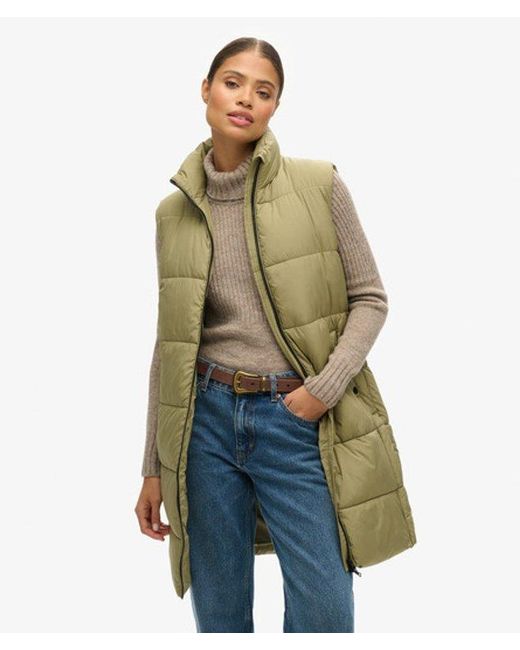 Superdry Green Longline Quilted Gilet