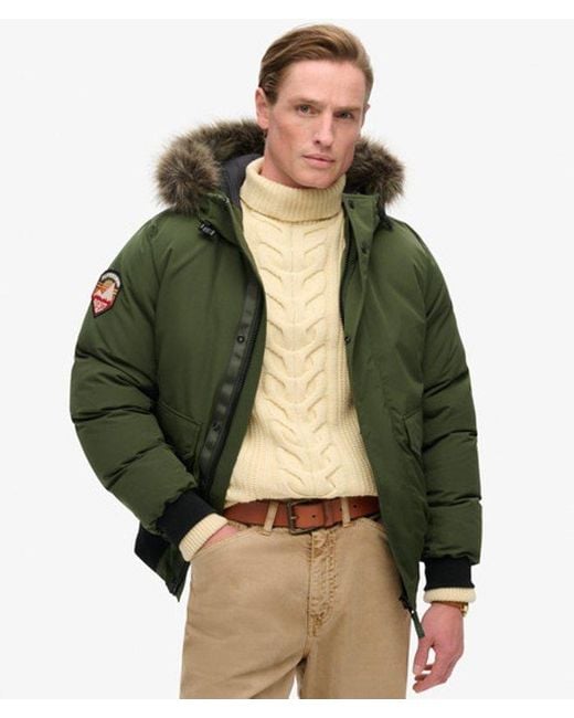 Superdry Green & Co Everest Faux Fur Bomber Jacket for men
