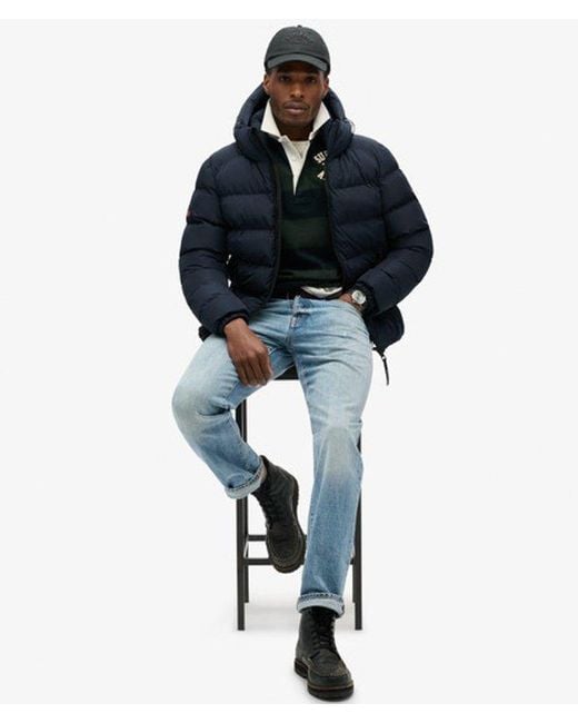 Superdry Black & Co Hooded Sports Puffer Jacket for men