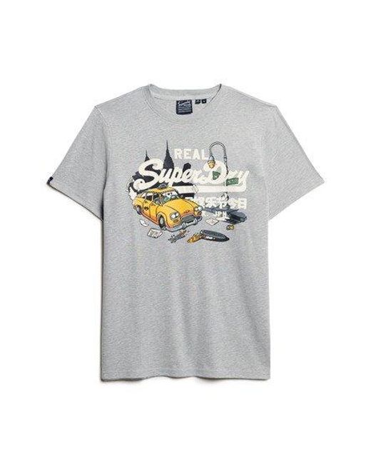 Superdry Gray New York Vintage Logo Graphic T-shirt for men