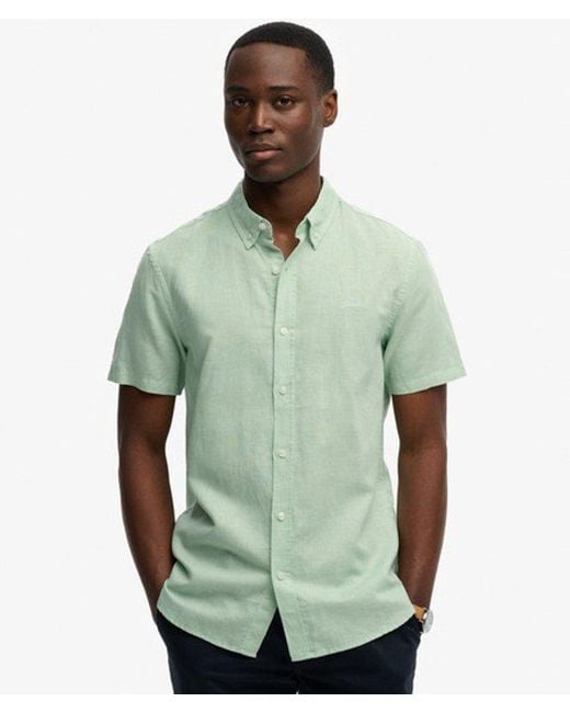 Superdry Green & Co Cotton Linen Short Sleeve Shirt for men
