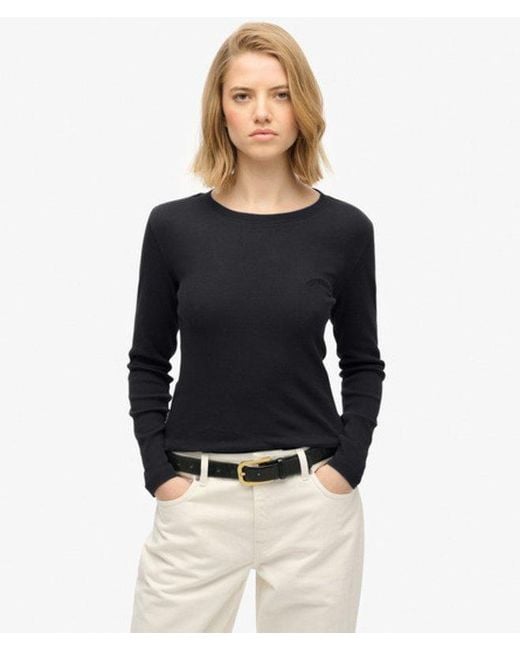 Superdry Blue & Co Athletic Essentials Logo Garment Dyed Ribbed Top
